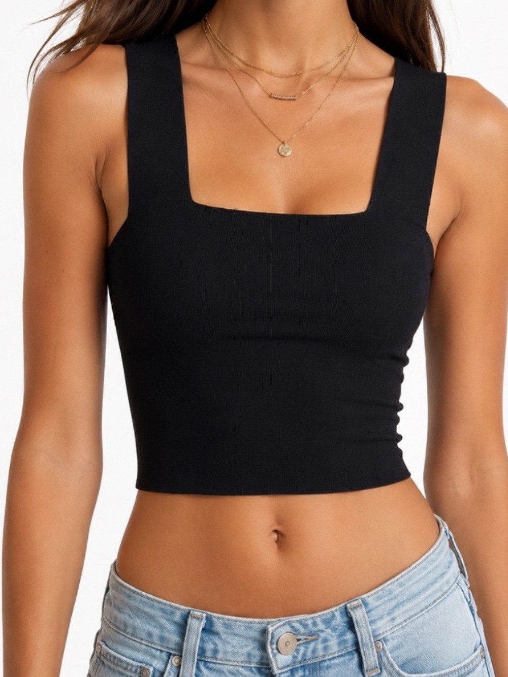 House of Harlow 1960 Black Square-Neck Crop Top